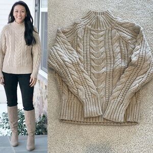 A New Day Tan Cable Turtleneck Pullover Sweater size small